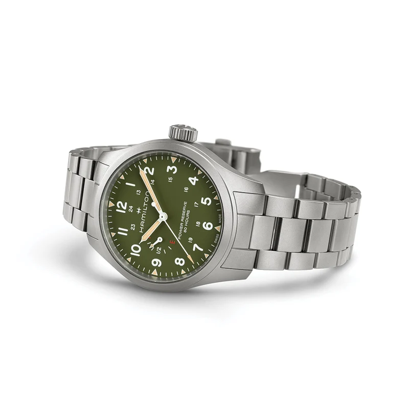 Khaki Field Power Reserve Mechanical 40mm Green on Bracelet