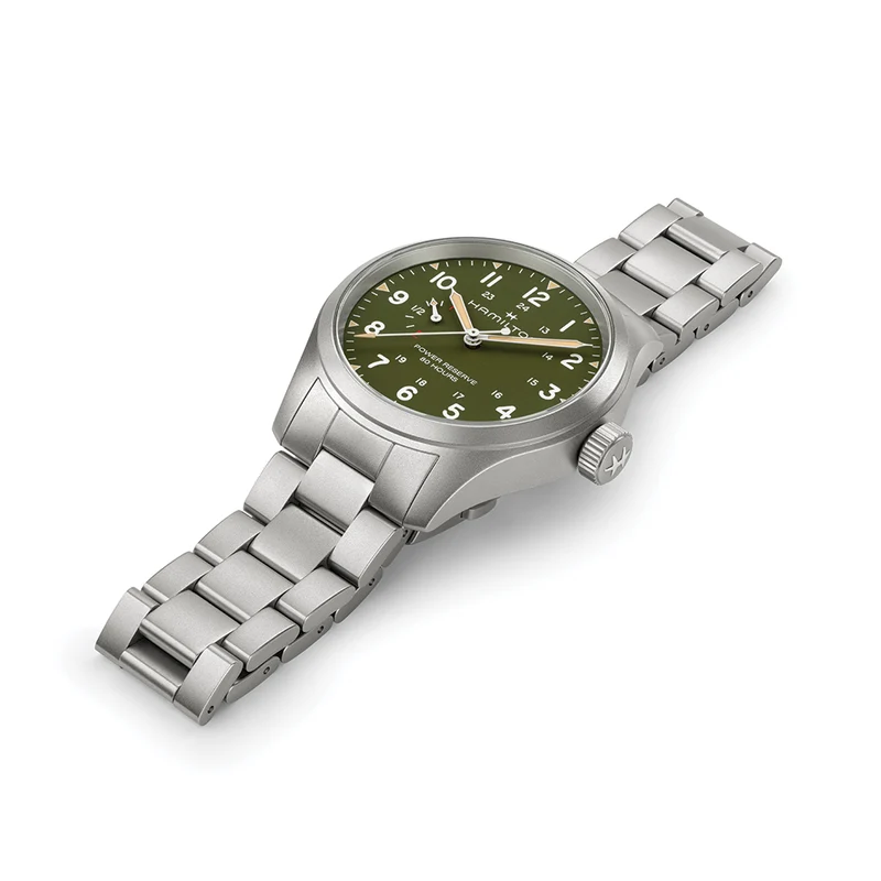 Khaki Field Power Reserve Mechanical 40mm Green on Bracelet