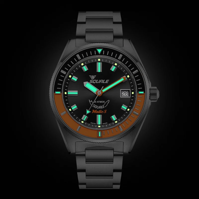 Matic S 39.5mm - Black, Orange Bezel on Bracelet