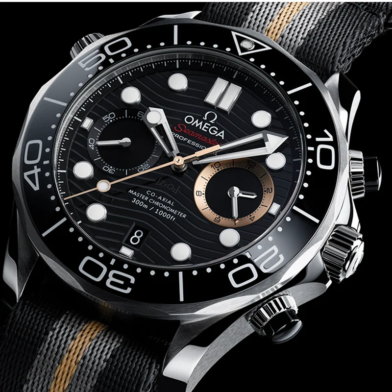 Seamaster Diver 300M Chronograph 007 First Light 44mm - Black on Fabric Strap