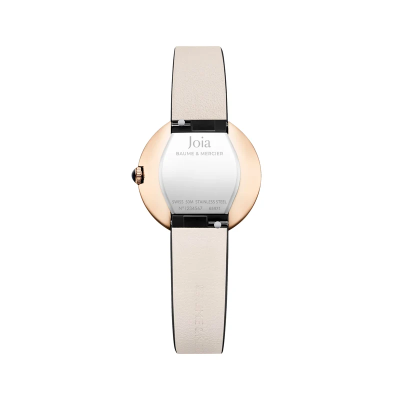 Joia de Baume & Mercier 10849 Quartz Gold-Tone PVD 28mm - Silver on Leather Strap
