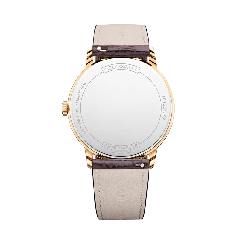 Classima 10857 Quartz Gold-Tone PVD 40mm - Silver on Leather Strap