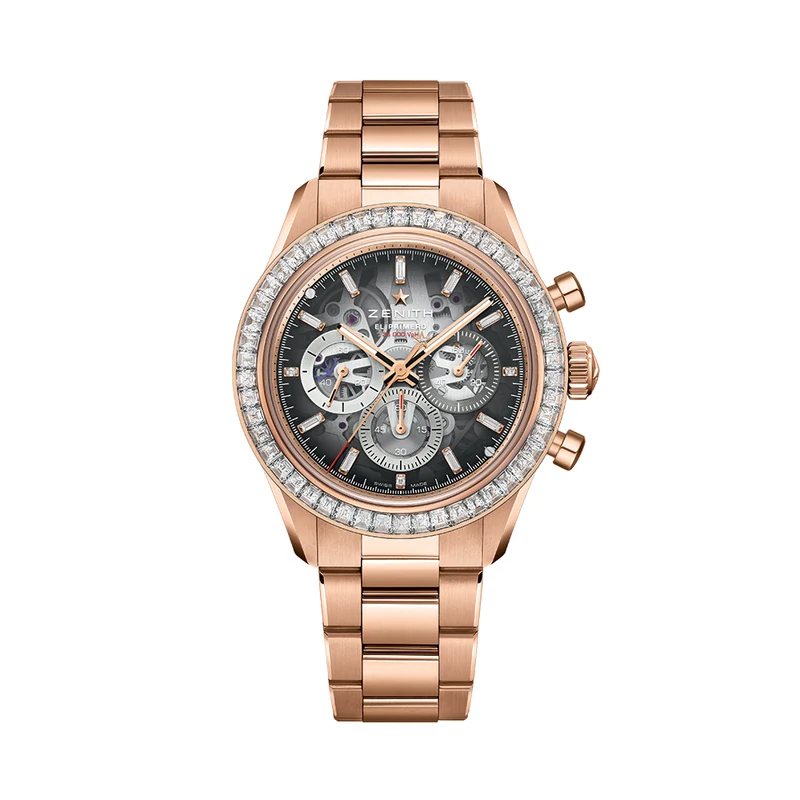 Chronomaster Sport Skeleton 18K Rose Gold Limited Edition 41mm - Grey w/ Diamonds on Bracelet