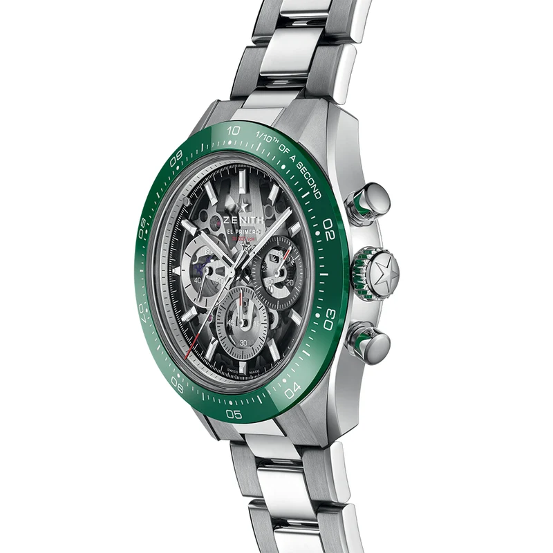 Chronomaster Sport Skeleton 41mm - Grey, Green Bezel on Bracelet and Additional Rubber Strap
