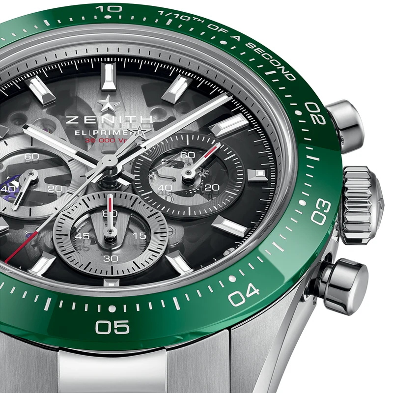 Chronomaster Sport Skeleton 41mm - Grey, Green Bezel on Bracelet and Additional Rubber Strap