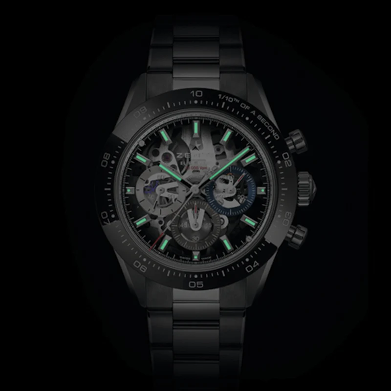 Chronomaster Sport Skeleton 41mm - Grey, Black Bezel on Bracelet and Additional Rubber Strap