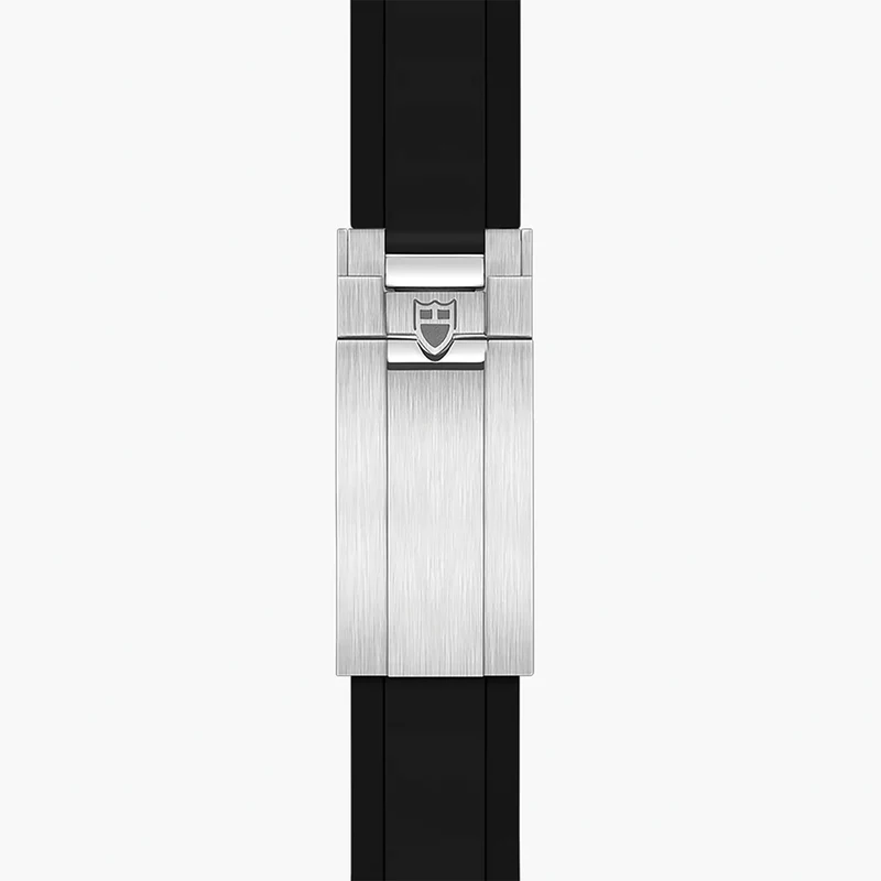 Black Bay 41mm - Black, Burgundy Bezel on Rubber Strap