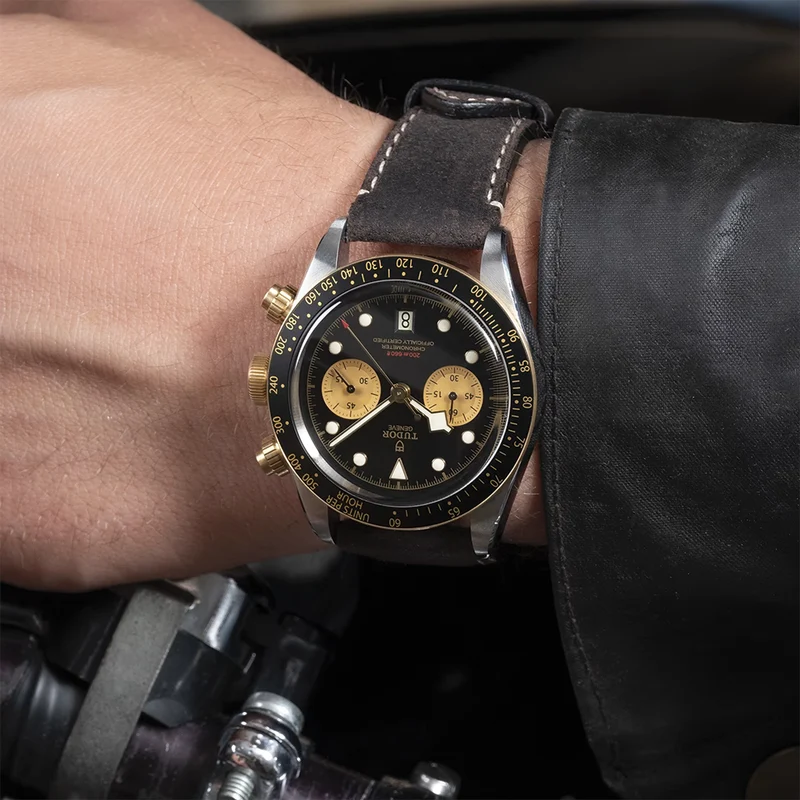 Black Bay Chrono S&G 41mm - Black on Leather Strap