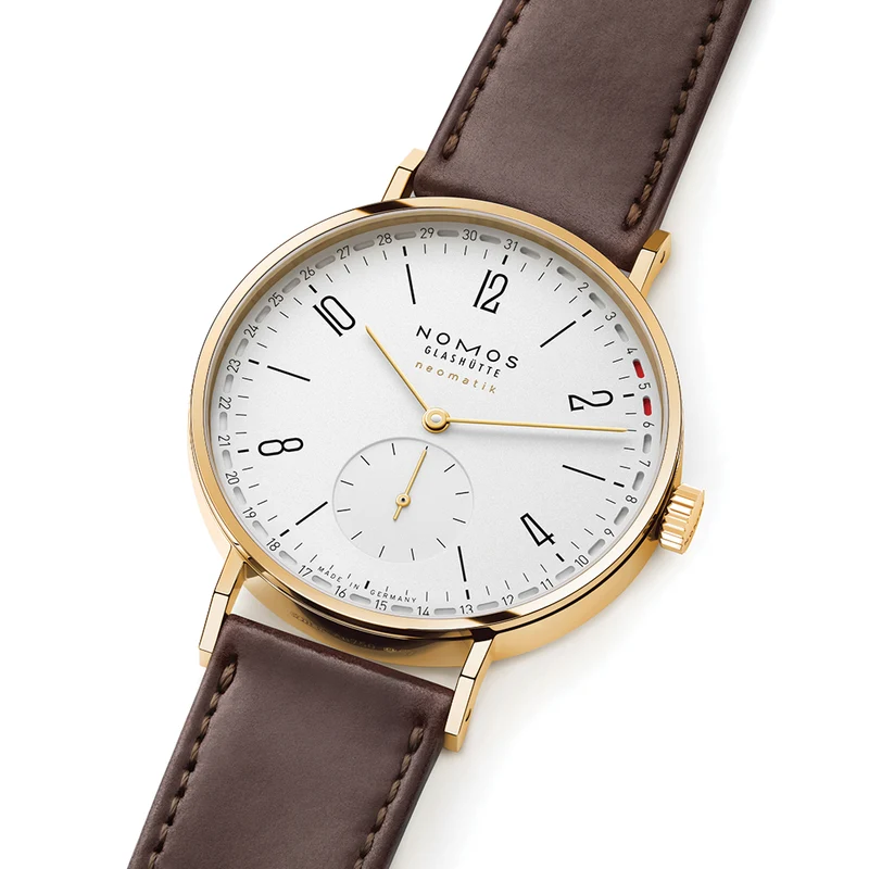 Tangente Neomatik Update Gold "Doré" 38.5mm - White on Leather Strap