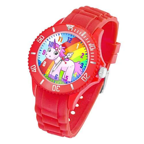 Bunte Kinder Armbanduhr Silikon Einhorn Uhr Lernuhr