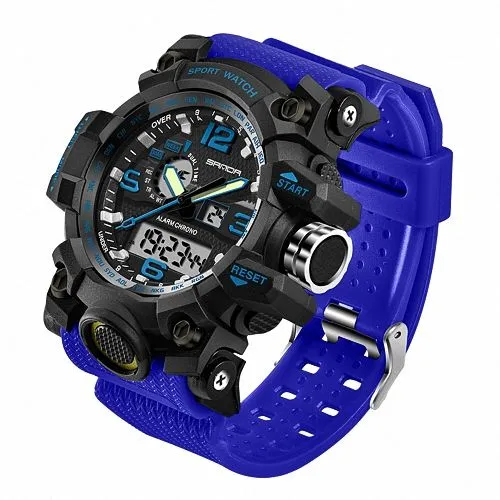Herren Chronograph Digital Flieger Armbanduhr Sportuhr Wasserdicht Stopp Alarm