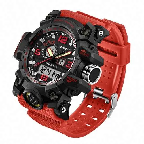 Herren Chronograph Digital Flieger Armbanduhr Sportuhr Wasserdicht Stopp Alarm
