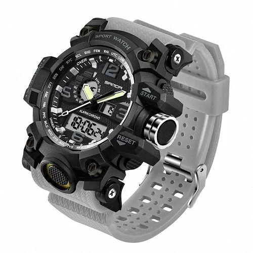 Herren Chronograph Digital Flieger Armbanduhr Sportuhr Wasserdicht Stopp Alarm