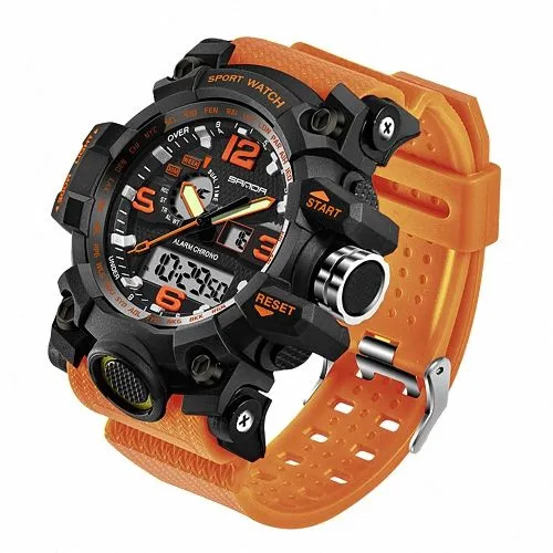 Herren Chronograph Digital Flieger Armbanduhr Sportuhr Wasserdicht Stopp Alarm
