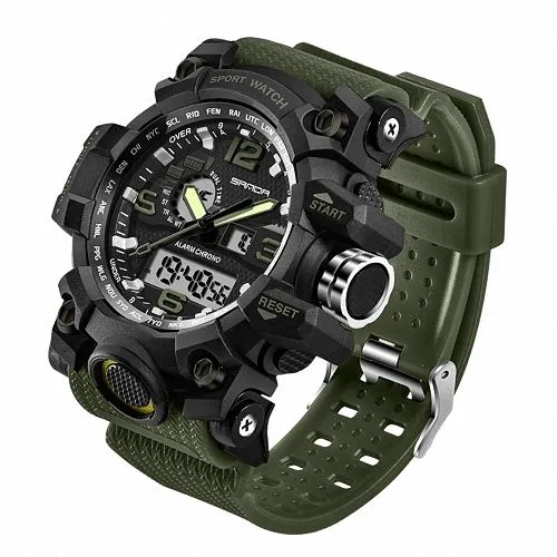 Herren Chronograph Digital Flieger Armbanduhr Sportuhr Wasserdicht Stopp Alarm