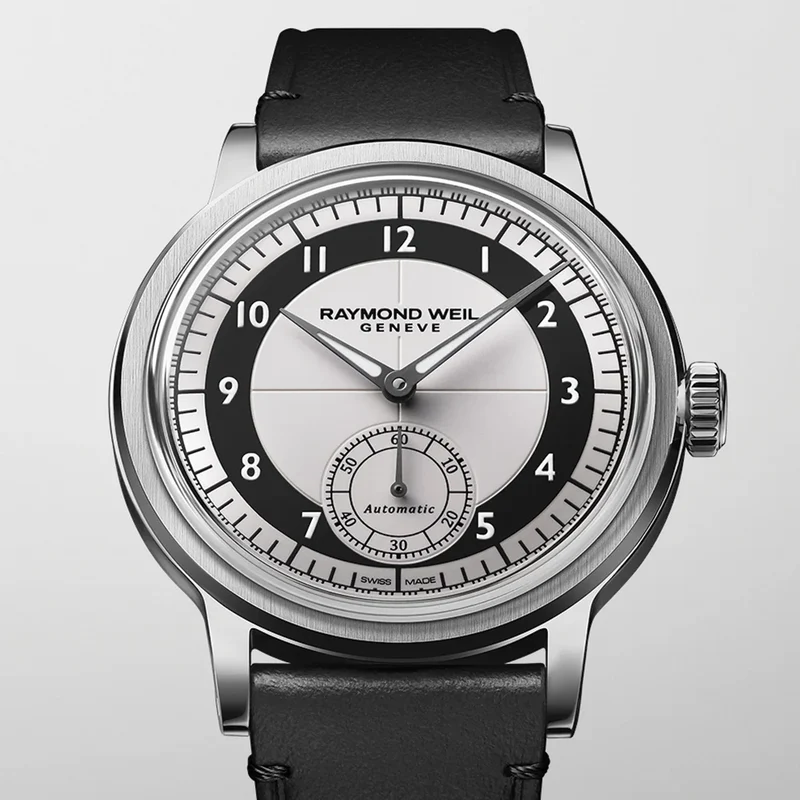Millesime Small Seconds Tuxedo Dial 39mm - White on Leather Strap