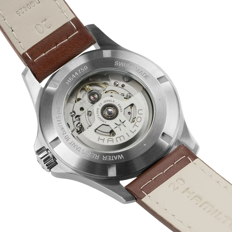Khaki Field Auto 40mm - Black on Brown Leather Strap