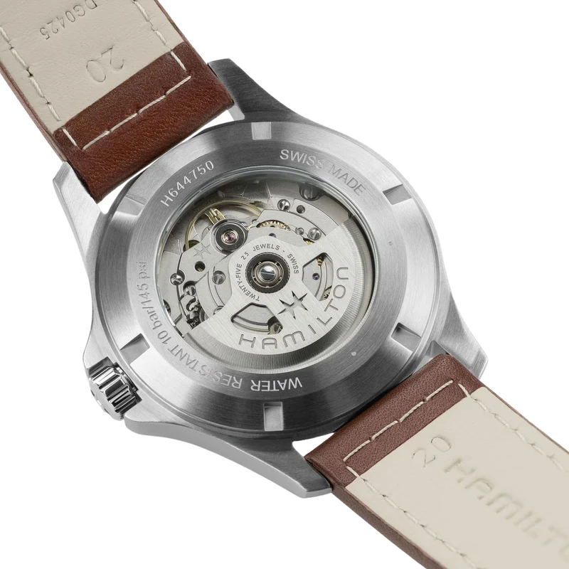 Khaki Field Auto 40mm - Green on Brown Leather Strap