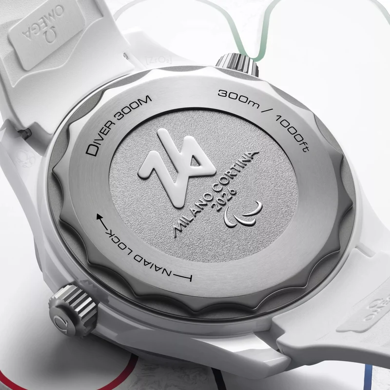 Seamaster Diver 300M Paralympic Milano Cortina 2026 43.5mm - White on Rubber Strap