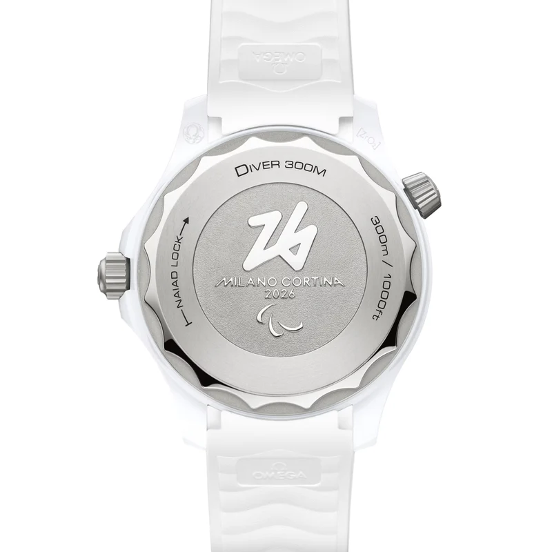 Seamaster Diver 300M Paralympic Milano Cortina 2026 43.5mm - White on Rubber Strap
