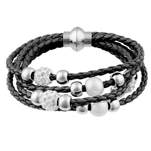 Damen Schmuck Armband geflochten Shamballa und Perlen Kugeln