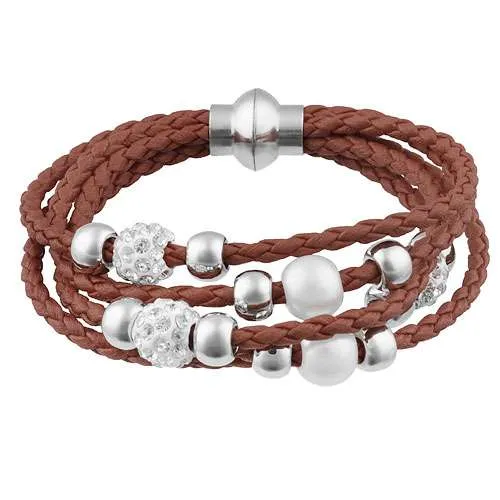 Damen Schmuck Armband geflochten Shamballa und Perlen Kugeln