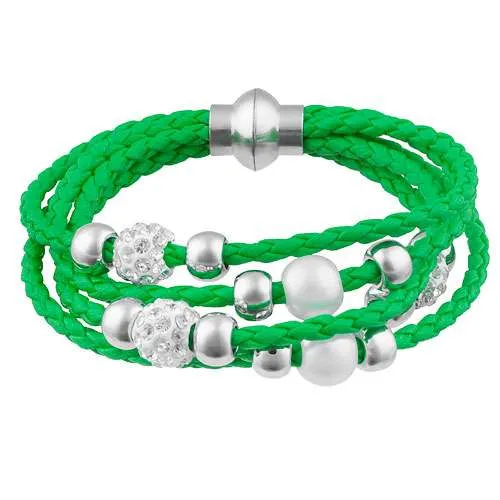 Damen Schmuck Armband geflochten Shamballa und Perlen Kugeln