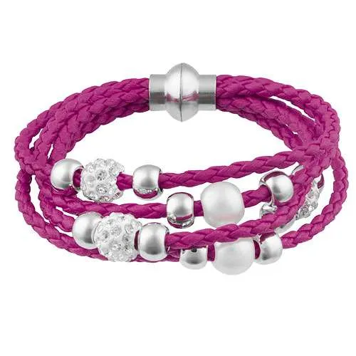 Damen Schmuck Armband geflochten Shamballa und Perlen Kugeln