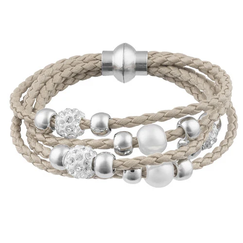 Damen Schmuck Armband geflochten Shamballa und Perlen Kugeln