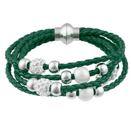 Damen Schmuck Armband geflochten Shamballa und Perlen Kugeln