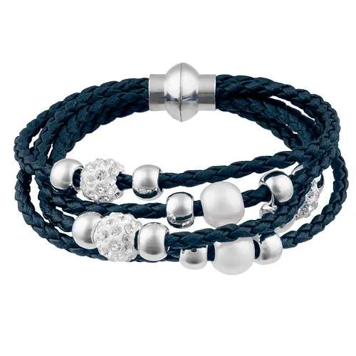 Damen Schmuck Armband geflochten Shamballa und Perlen Kugeln