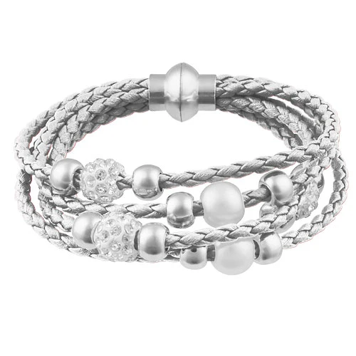 Damen Schmuck Armband geflochten Shamballa und Perlen Kugeln