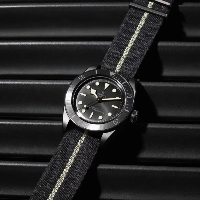 Black Bay Ceramic 41mm - Black on Hybrid Leather/Rubber Strap w/ Extra Fabric Strap