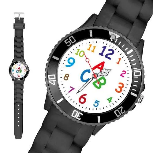 Bunte Silikonuhr Kinder Armbanduhr Schüler Schulanfang Lernuhr Zahlen Uhr