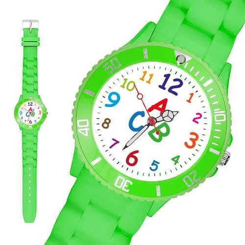Bunte Silikonuhr Kinder Armbanduhr Schüler Schulanfang Lernuhr Zahlen Uhr