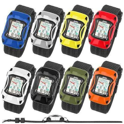 Bunte Silikon Kinder Auto Armbanduhr Digital Quartz Alarm,Stoppuhr
