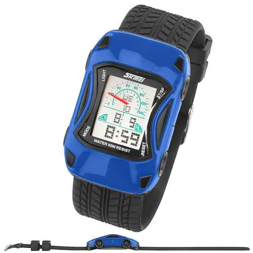 Bunte Silikon Kinder Auto Armbanduhr Digital Quartz Alarm,Stoppuhr