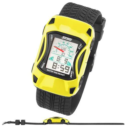 Bunte Silikon Kinder Auto Armbanduhr Digital Quartz Alarm,Stoppuhr