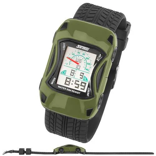 Bunte Silikon Kinder Auto Armbanduhr Digital Quartz Alarm,Stoppuhr