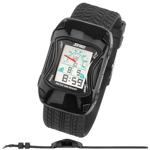Bunte Silikon Kinder Auto Armbanduhr Digital Quartz Alarm,Stoppuhr