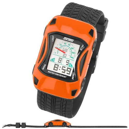 Bunte Silikon Kinder Auto Armbanduhr Digital Quartz Alarm,Stoppuhr
