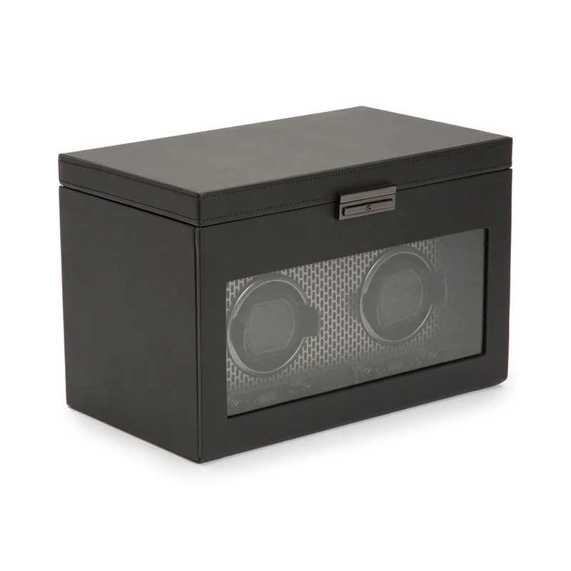 Axis Double Watch Winder With Storage - Powder Coat