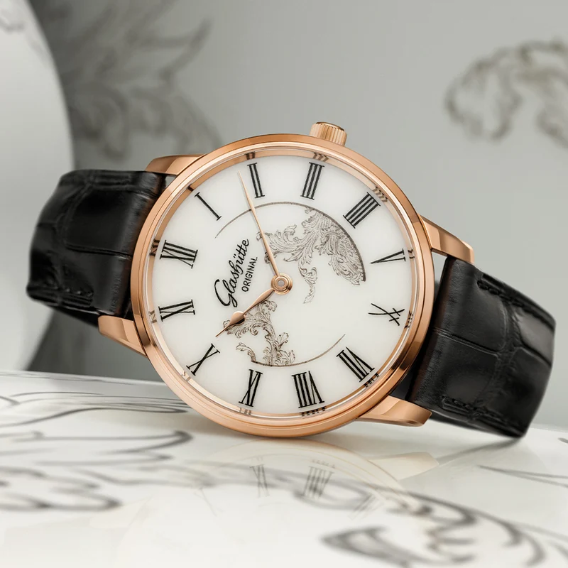 Senator Meissen Limited Edition Red Gold 40mm - White on Leather Strap