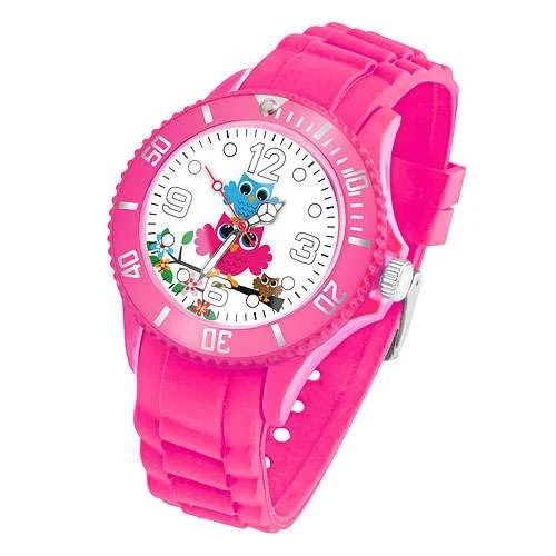 Kinder Uhr Silikon Armbanduhr mit Eulen Motiv