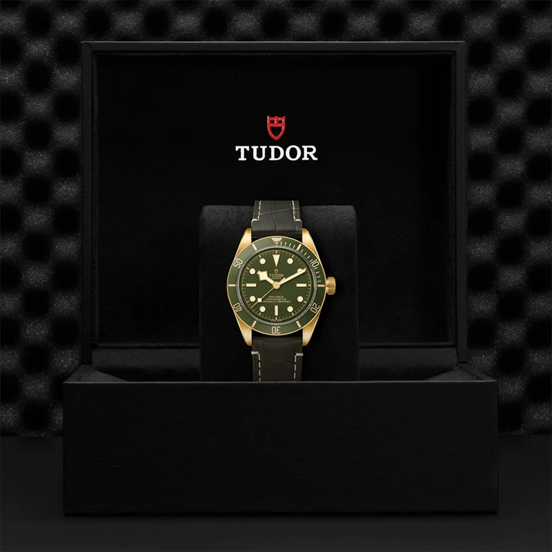 Black Bay 58 18K Yellow-Gold 39mm - Green on Leather Strap w/ Extra Fabric Strap