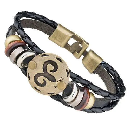 Stylisches Armband Surferarmband Leder Sternzeichen Horoskop Charms