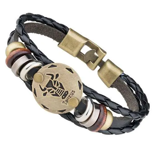 Stylisches Armband Surferarmband Leder Sternzeichen Horoskop Charms