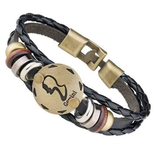 Stylisches Armband Surferarmband Leder Sternzeichen Horoskop Charms