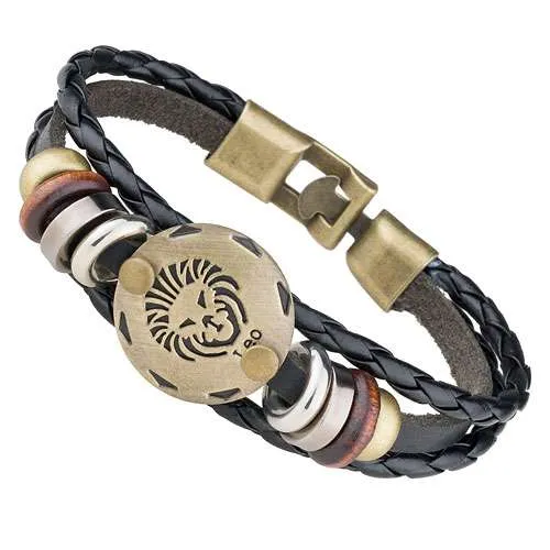 Stylisches Armband Surferarmband Leder Sternzeichen Horoskop Charms