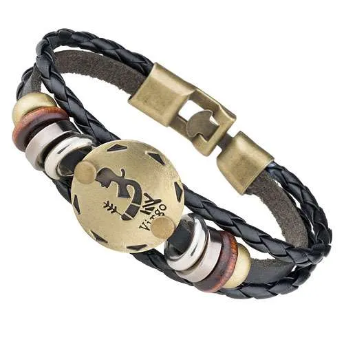Stylisches Armband Surferarmband Leder Sternzeichen Horoskop Charms